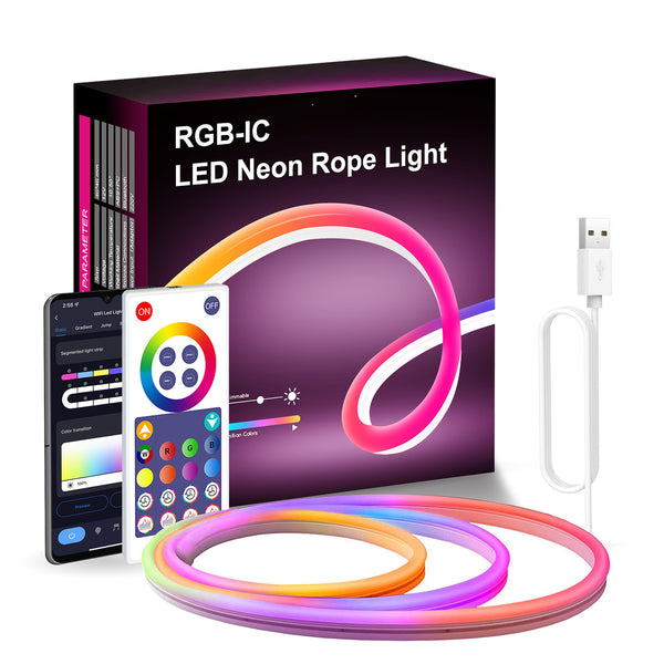 RGB-IC LED Neon Rope Light APP Remote Control 10ft