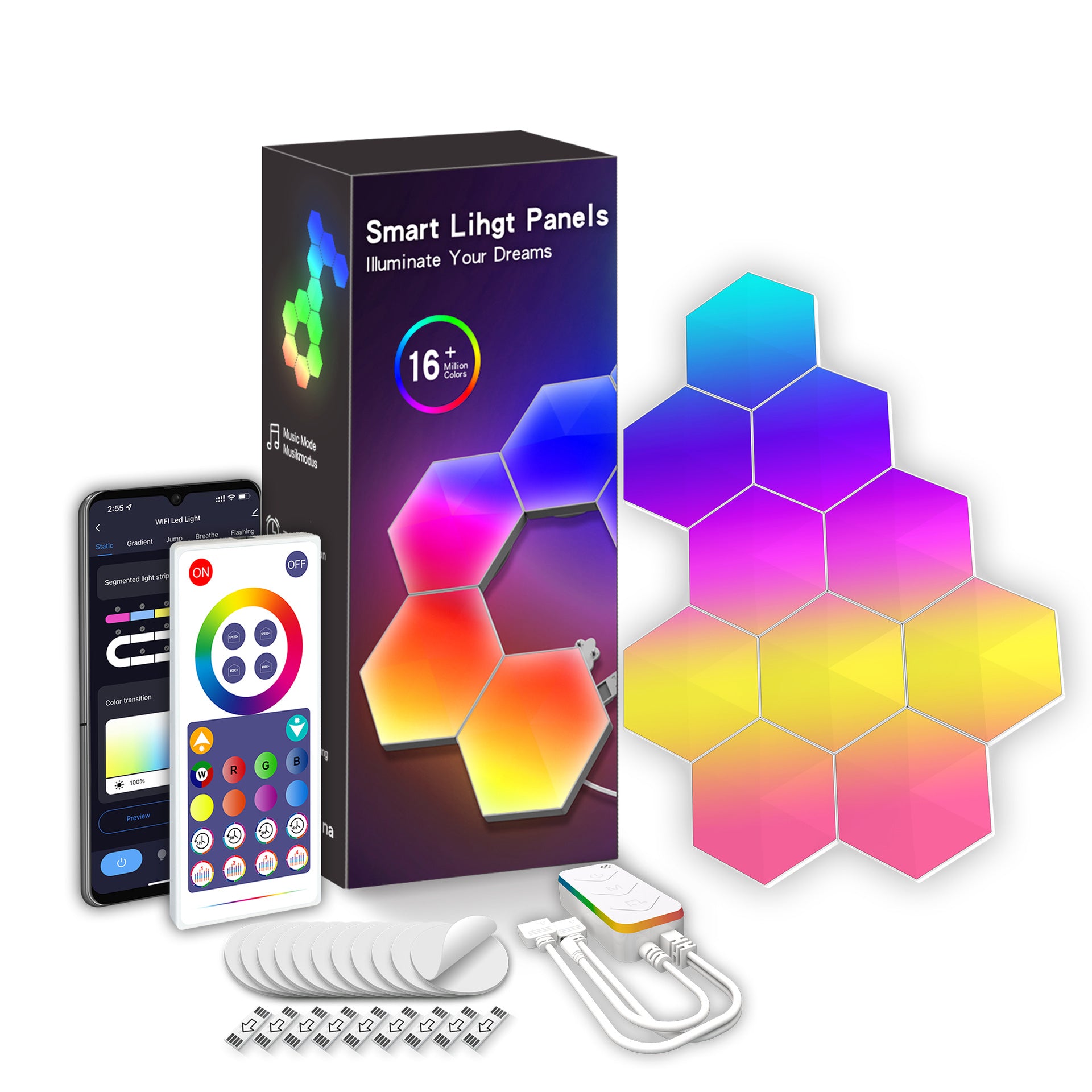 Smart RGB Hexagon LED Wall Lights 10 Pack